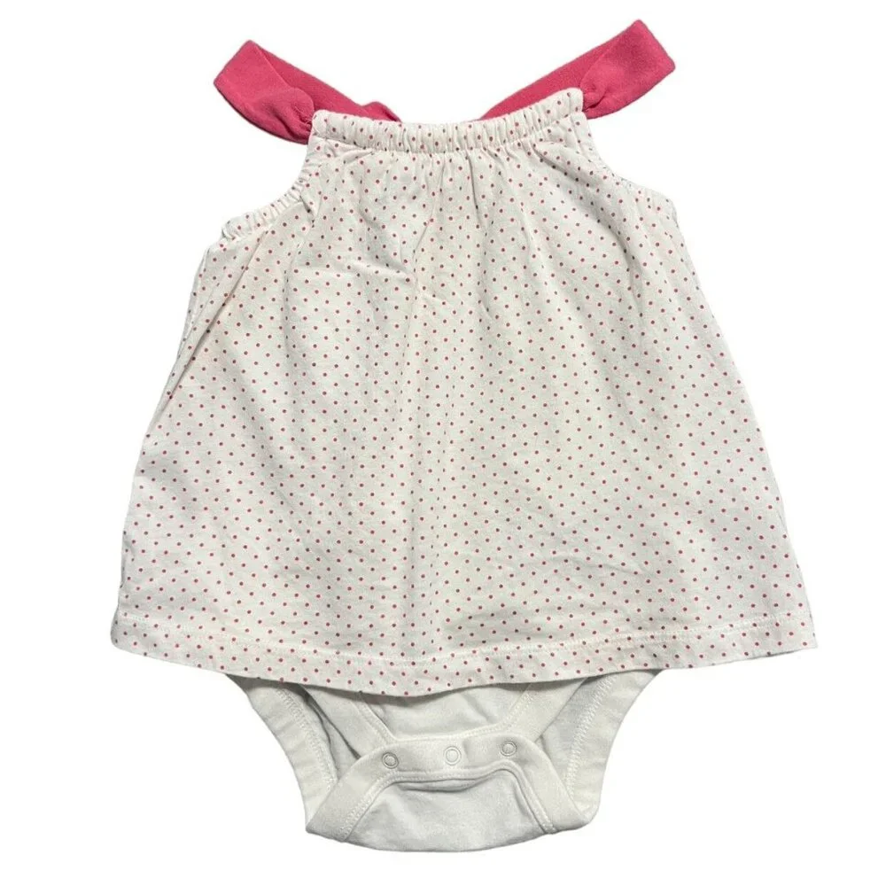 Baby Gap 6-12m Pink Polkadot Dress Bodysuit Romper